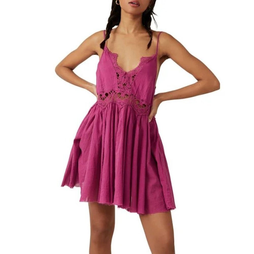 NWT New Free People Ilektra Slip Cotton Mulberry Dress Size S